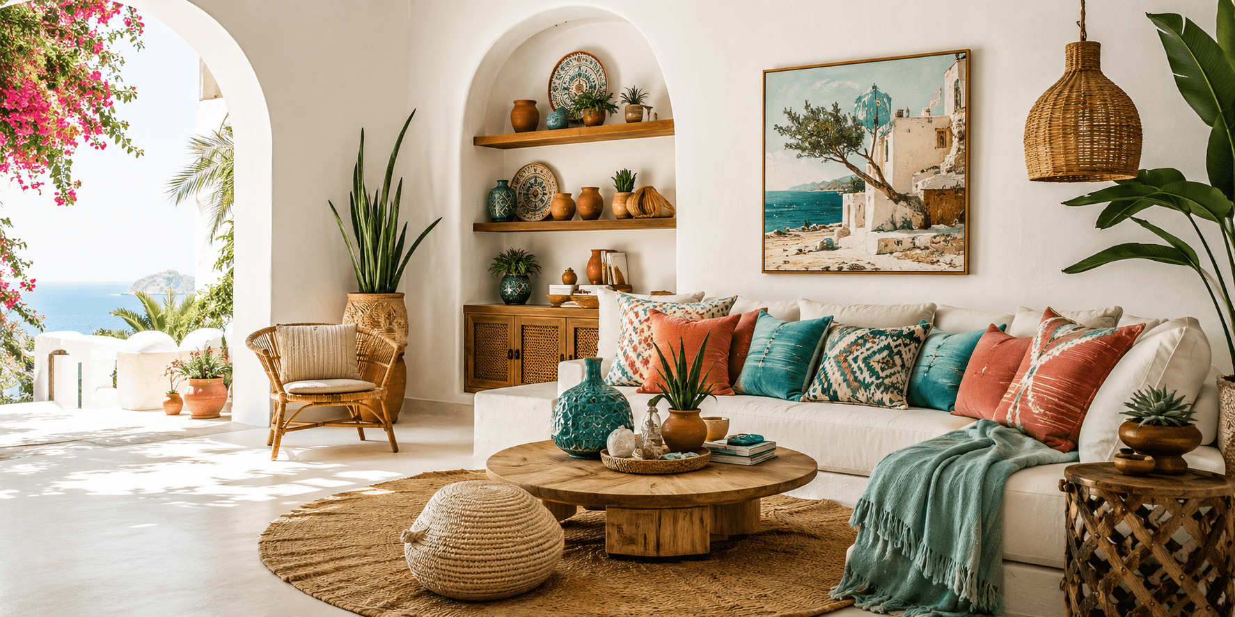Coastal boho living room