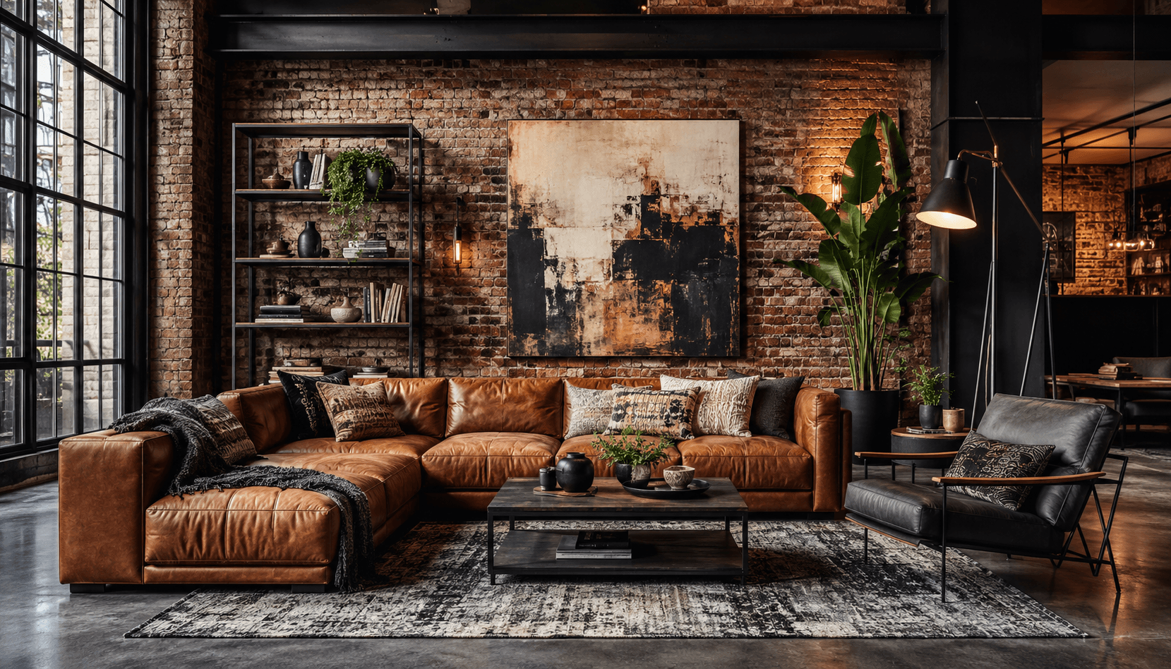 Industrial loft living room