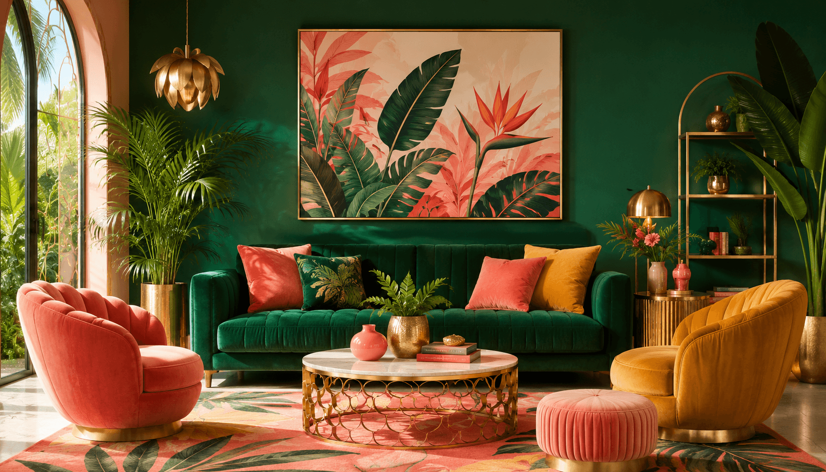 Tropical emerald living room